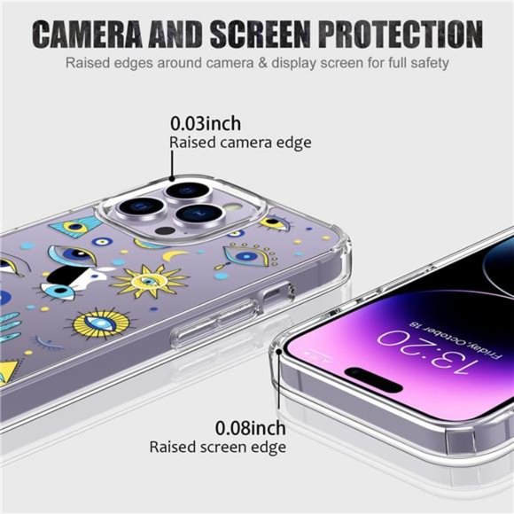 For iPhone 14 Pro Max 6.7" Case with Screen Protector, Turkish Eye Cute Design - Picture 2 of 6